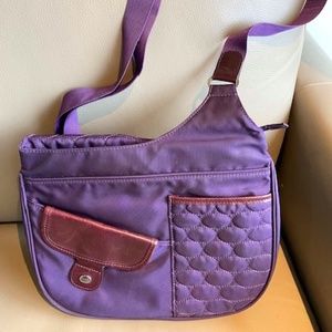 Mosey crossbody messenger bag purple with detachable pouch